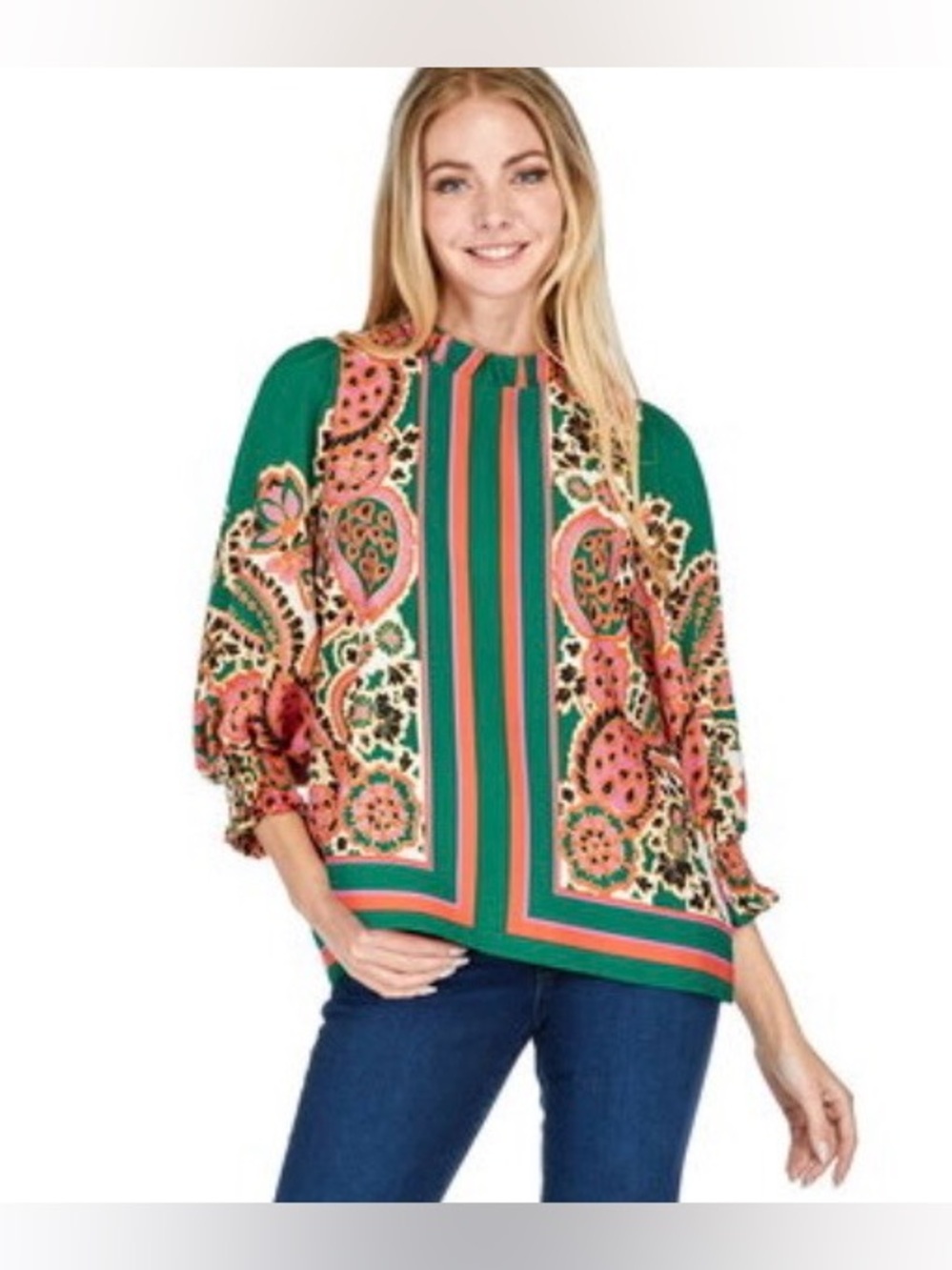 JOY JOY - women’s neck blouse in paisley  size L